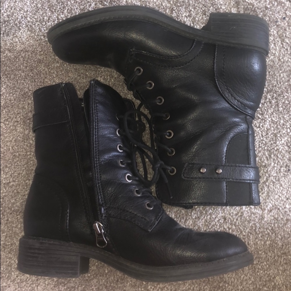 black combat boots